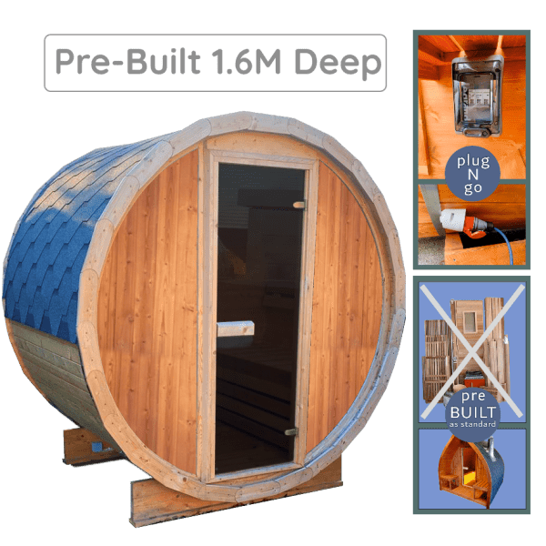 Sunbeach Solid Wood Woodland Red Effect Terrace Sauna 1.6m Deep (Pre-Built) - Hot Tub Liverpool