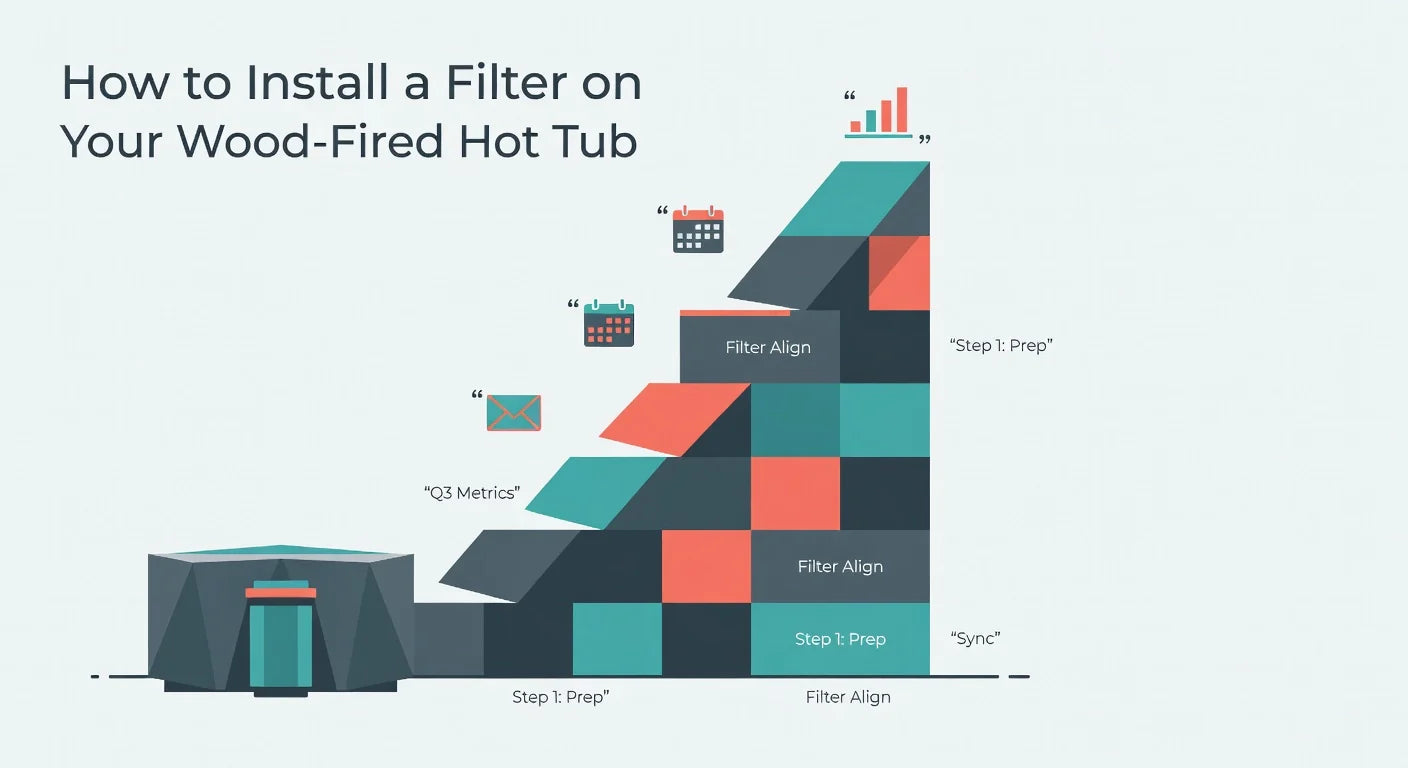 Professional header image for educational tutorial: How to Install a Filter on Your Wood-Fired Hot Tub