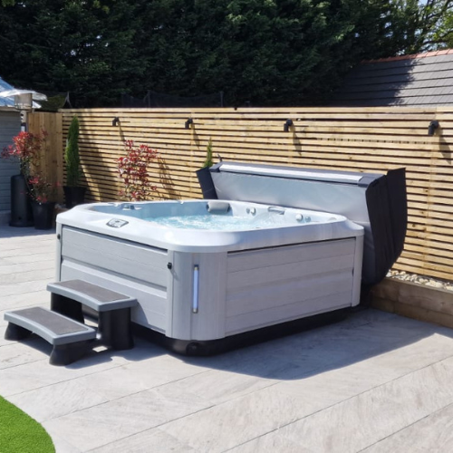 jacuzzi j-345 hot tub in garden from hot tub liverpool