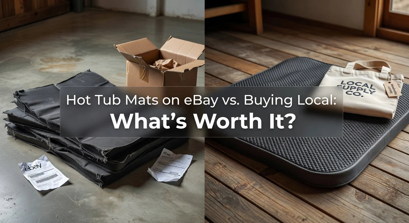 Professional header image for comparison analysis: Hot Tub Mats on eBay vs. Buying Local: What's Worth It?