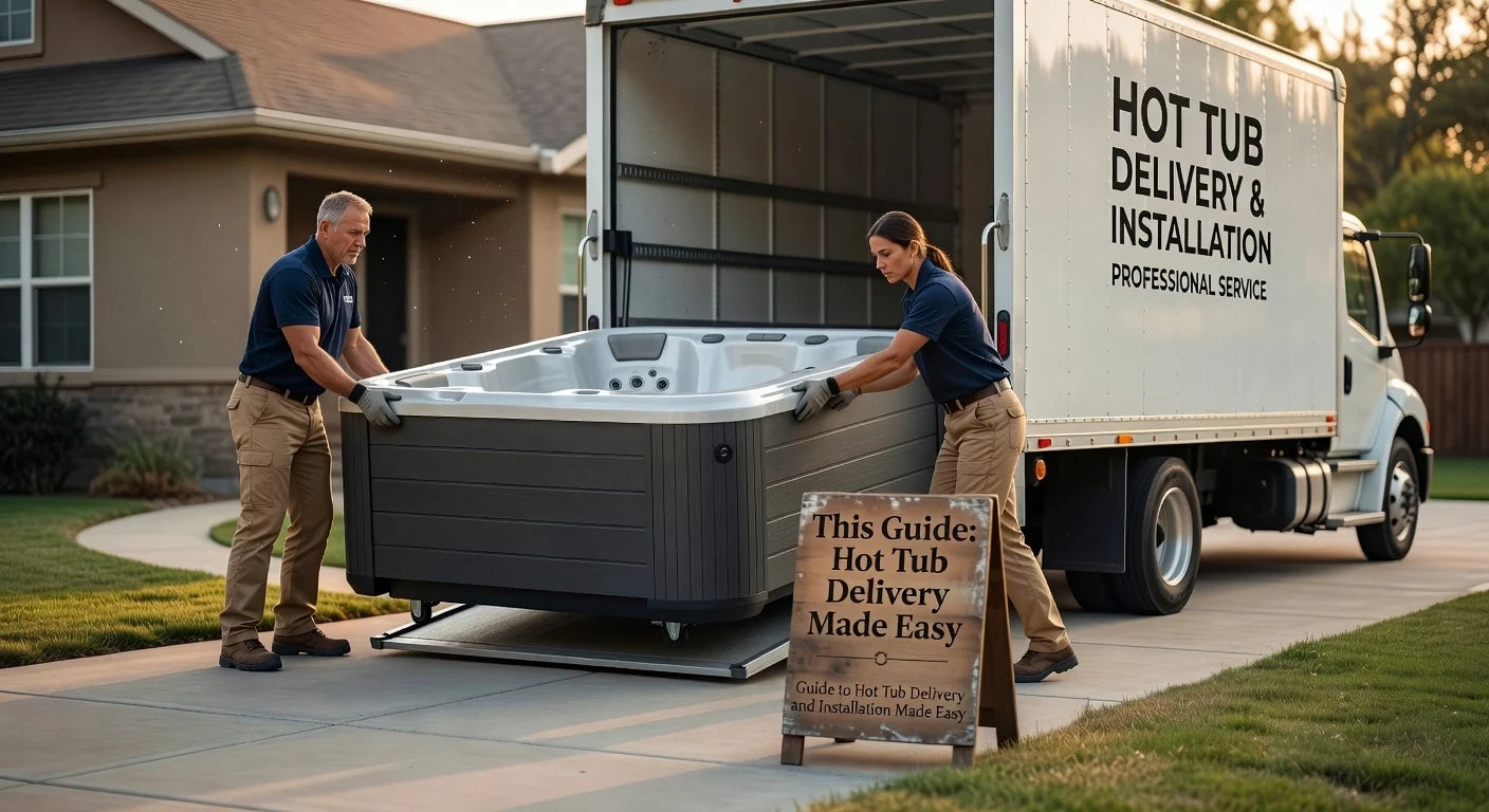 Professional header image for step-by-step guide: Guide to Hot Tub Delivery and Installation Made Easy