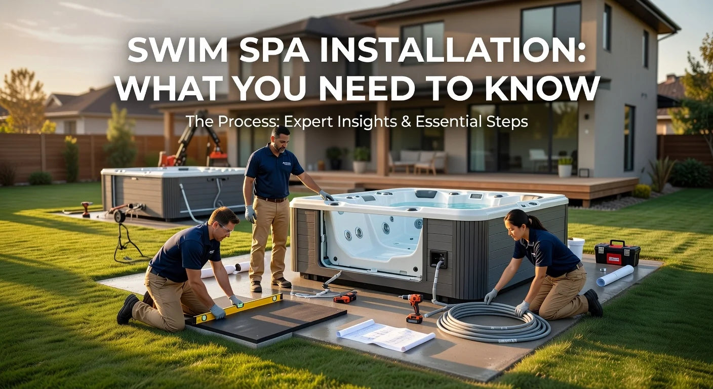 Professional header image for educational tutorial: Swim Spa Installation: What You Need to Know