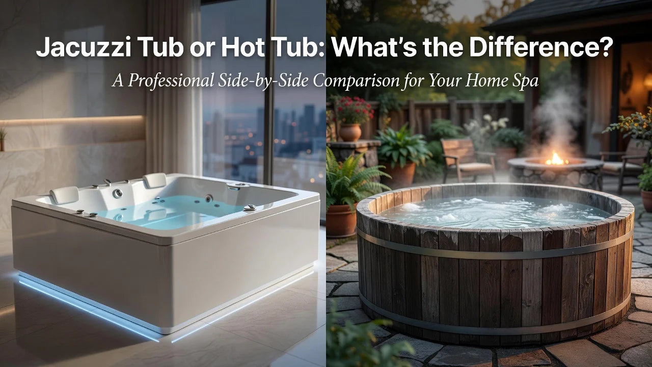 Professional header image for comparison analysis: Jacuzzi Tub or Hot Tub: What's the Difference?