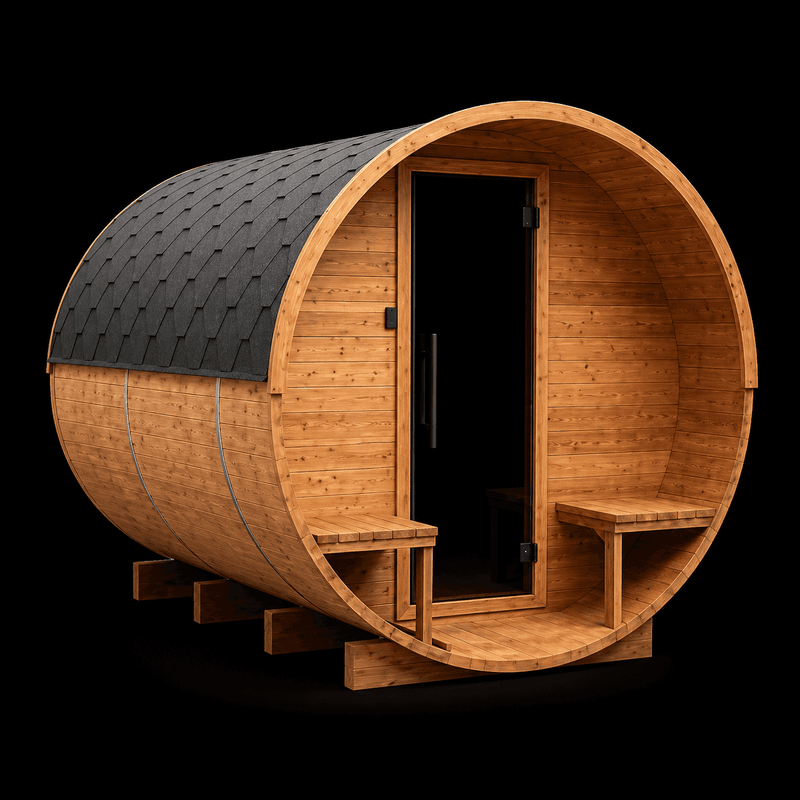 Hanscraft Barrel 225 Half Glass Back 2 Person Outdoor Sauna