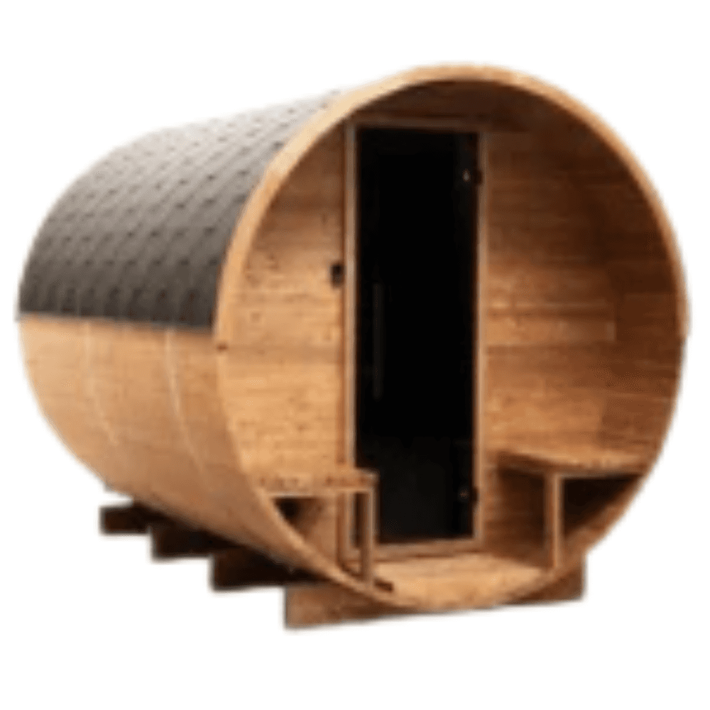 Hanscraft Barrel 300 Half Glass Back 6 Person Outdoor Sauna