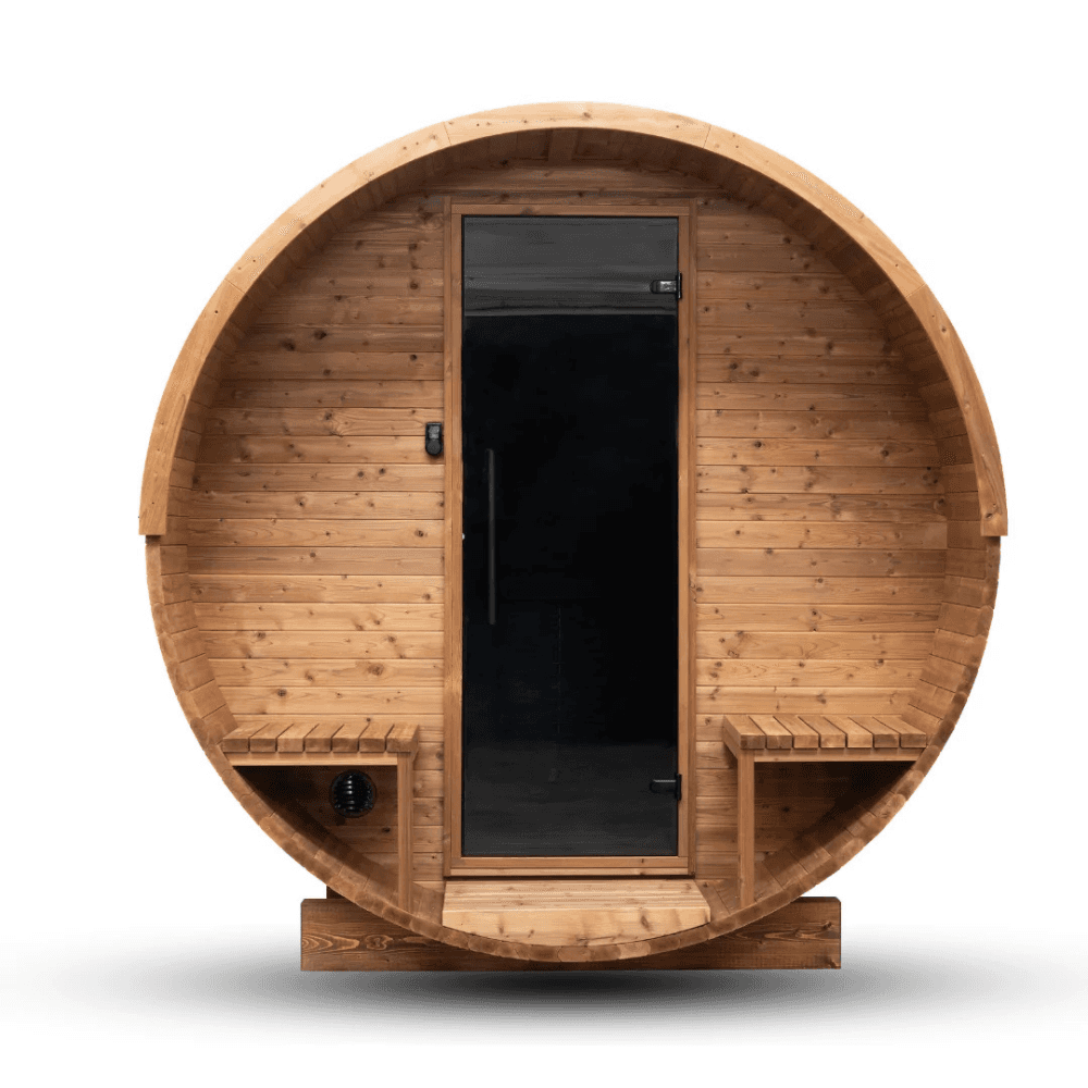 Hanscraft Barrel 300 Half Glass Back 6 Person Outdoor Sauna