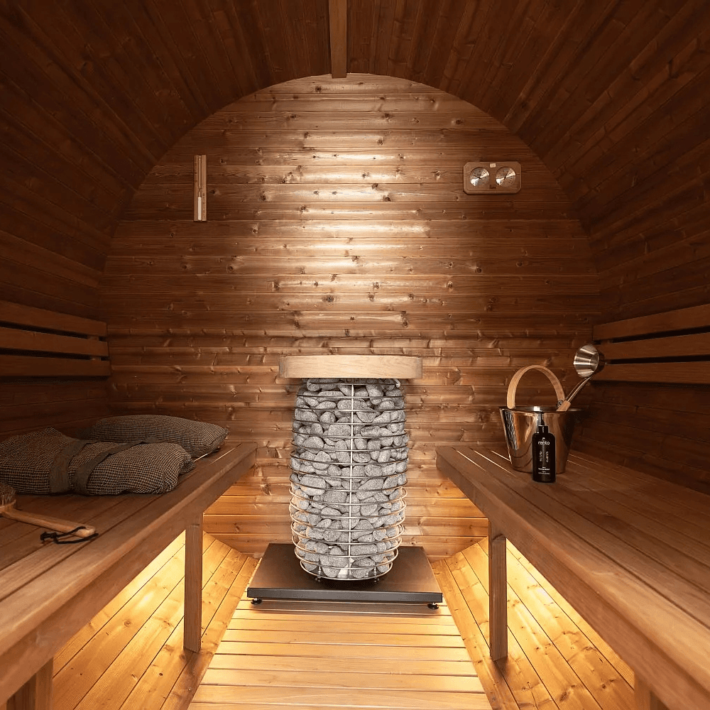 Hanscraft Barrel 300 Half Glass Back 6 Person Outdoor Sauna