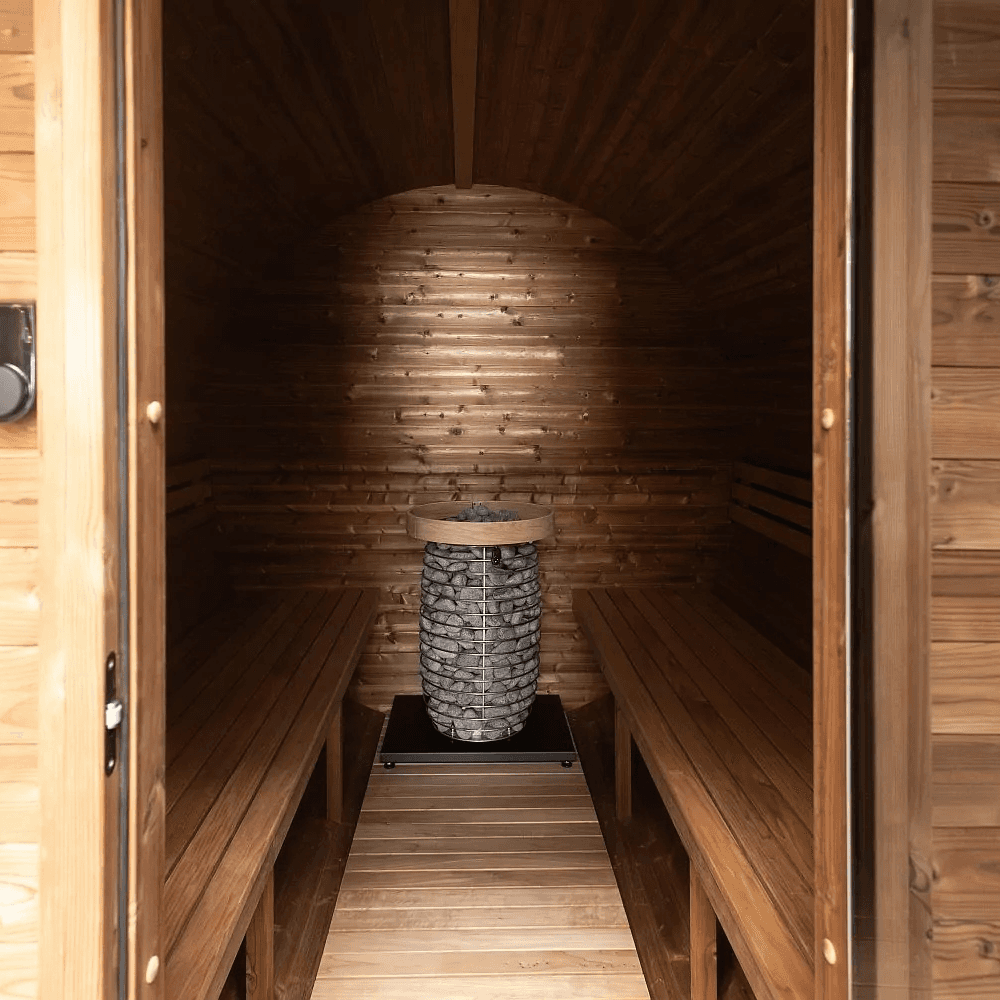 Hanscraft Barrel 300 Half Glass Back 6 Person Outdoor Sauna