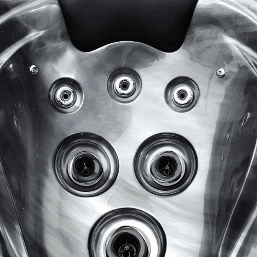 Detail of Neptune hot tub's jet configuration.