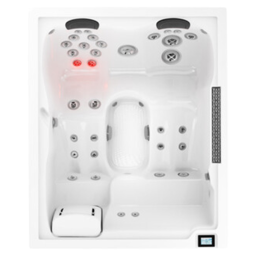 White hot tub with control panel on a white background