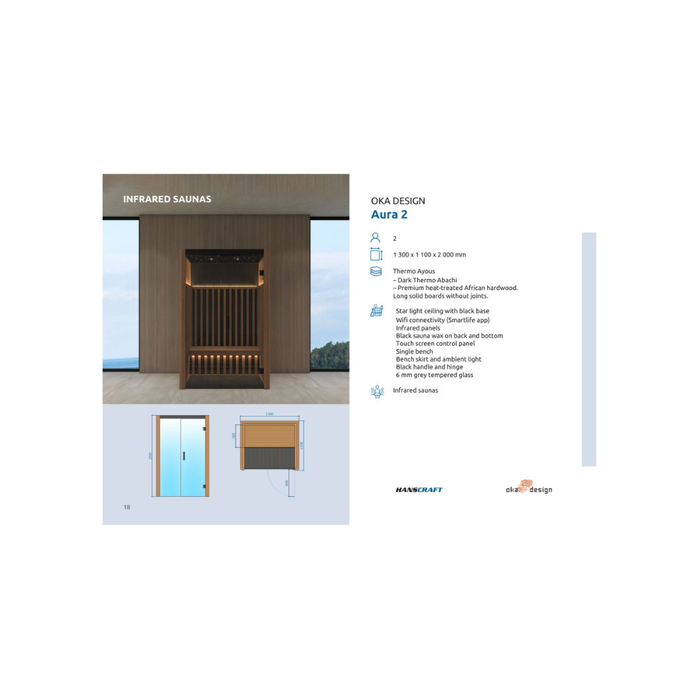 Hanscraft OKA Aura Infrared Sauna for 2 Persons