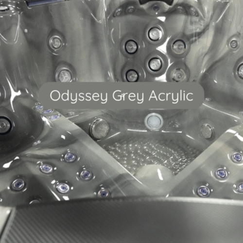 Close-up of Odyssey Grey Acrylic surface with embedded lights.