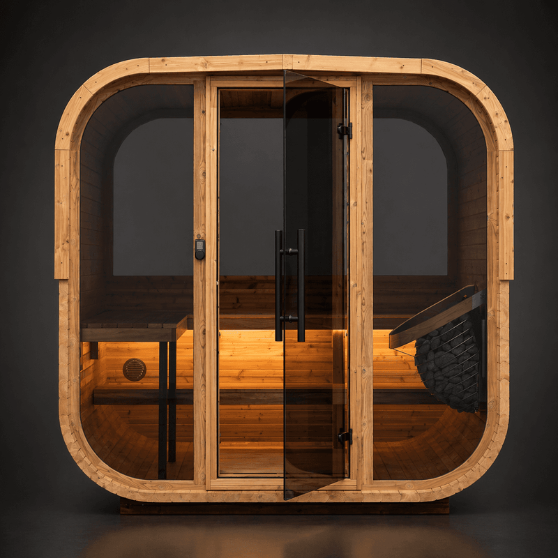 Hanscraft Quadra X Half Glass Back Outdoor Sauna for 2-4 Persons