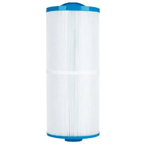 Image of a cylindrical Jacuzzi® - Filter for J415, 425, 465, 470, 480, 495 &amp; J575,585 (2013+) with blue plastic end caps. The filter is white and appears to be pleated for increased surface area, ensuring purified water flows smoothly through your hot tub accessories.