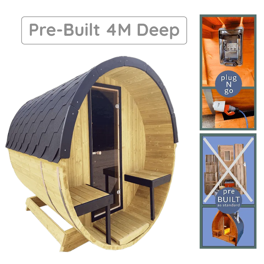 Sunbeach Lux 4m Barrel Sauna (Pre-Built) - Hot Tub Liverpool